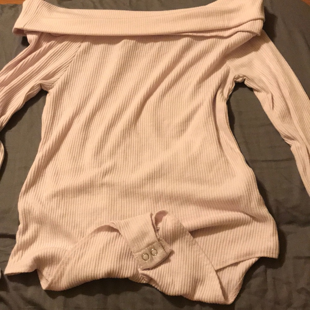 Long sleeved off the shoulder top